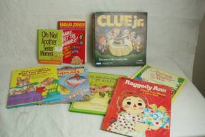 lot 2983 image: Lot of Kids Books and Clue Jr Game
