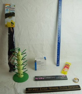 lot 2998 image: Lot of Misc. Items - Snap Tape, Thread Holder and Sewing Room Signs WOW and a Kite