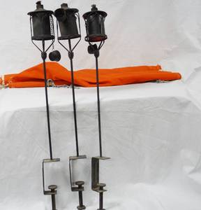 lot 6504 image: Lot of Outdoor Items - Large Awning and Tiki Lights
