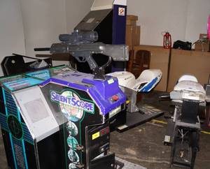 lot 6135 image: Silent Scope with Rifle - 2 Arcade Motorcycles and Arcade Cabinet