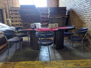 lot 4183 image: Poker Table With Chairs And Chips