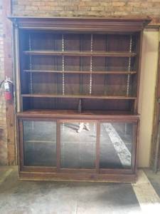 lot 4150 image: Antique Solid Wood Buffet Cabinet