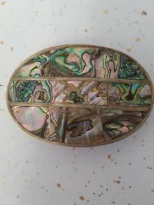 lot 1300 image: Abalone belt buckle made in Alpaca Mexico