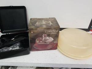 lot 1336 image: hand mixer covered cheese plate and cake container