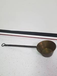 lot 1345 image: vintage brass Ladle with wrought iron handle