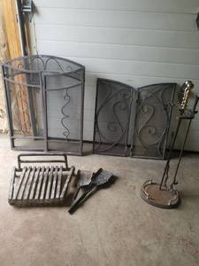lot 1415 image: Fireplace Lot- Tools-Screens- Rack