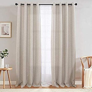 lot 1173 image: jinchan Curtains 84 inch Linen Textured Room Darkening Window Curtains