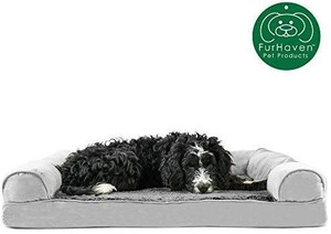 lot 1190 image: Furhaven Pet Dog Bed Orthopedic Ultra Plush Sofa-style Couch Pet Bed Gray,large