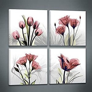 lot 1197 image: Niterny Art Abstract Red Tulip Flower Painting Set