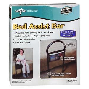 lot 1200 image: Medline Bed Assist Bar with Storage Bag, Assistance for Seniors Getting In & Out of Bed