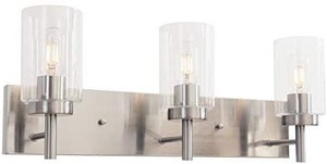 lot 1228 image: VINLUZ Vanity Bathroom Light Fixture Brushed Nickel 3 Lights Modern Wall Sconce Lighting