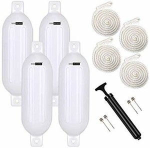 lot 1254 image: VIVOHOME Vinyl Ribbed Marine Boat Fender for Bumper Shield Protection Pack of 4