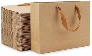 lot 1259 image: Kraft Shopping Bags, Eusoar Portable Brown Kraft Paper Gift Bags with Handles, Kraft Bags, Party Bags, Retail Handle Bags, Merchandise Bag, Wedding Party Bag