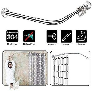 lot 1263 image: Quany Life Stretchable Corner Shower Curtain Rod