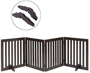 lot 1319 image: Total Win Freestanding Wooden Pet Gate, Dog Fence With 2pcs Support Feet, Step O