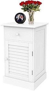 lot 1337 image: Yaheetech Nightstand End Table with One Drawer and Slatted Door