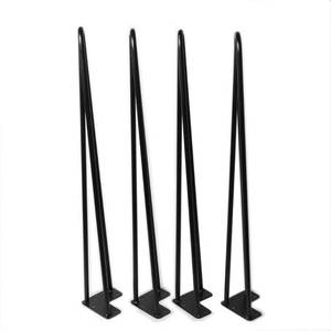 lot 5215 image: 32 Satin Black Hairpin Coffee Table Legs(Set of 4),12 Diameter
