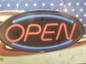 lot 5219 image: LED Open Sign Electric Lighted Display -UL-Flashing or Steady Mode- Lighting Up for Holiday, Business, Window, Bar, Hotel