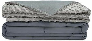 lot 5221 image: Quility Premium Adult Weighted Blanket & Removable Cover  15 lbs  48x72  for Individual Between 140-180 lbs  Twin Size Bed  Premium Glass Beads  CottonMinky  GreyGrey