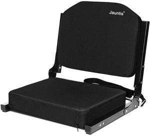 lot 5224 image: Jauntis Stadium Seats for Bleachers, Bleacher Seats with Ultra Padded Comfy Foam Backs and Cushion, Wide Portable Stadium Chairs with Back Support and Shoulder Strap-4 Pack