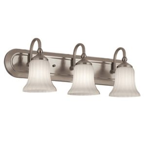 lot 2367 image: Portfolio 3-Light Shaker Park Brushed Nickel Bathroom Vanity Light