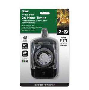 lot 2392 image: Prime 2-Outlet Outdoor 24hr Electromechanical Timer