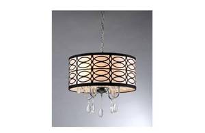 lot 2398 image: Warehouse of Tiffany Olga 4-Light Chrome Crystal Ceiling Chandelier with Fabric Shade