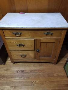 lot 3325 image: Small Kitchen Cutting Table with Lower Storage and Granite Top