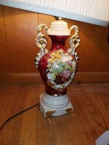 lot 3357 image: George and Martha Washington Lamp - Floral Pattern Originally Purchased in 1942