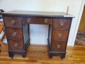 lot 3371 image: 7 Drawer Sewing Desk -Dovetail Draws - Original Hardware