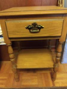 lot 3390 image: Wood Side Table with Drawer
