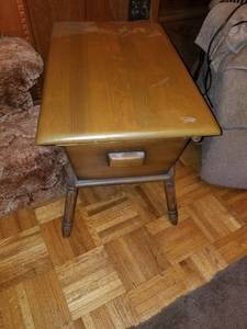 lot 3446 image: Mid Century Sewing Cabinet Side Table.CONTENTS INCLUDED