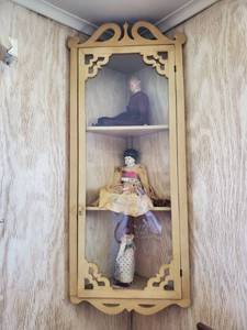 lot 6201 image: Corner Cabinet - No Backing (DOLLS SOLD SEPERATLY)