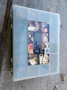 lot 6214 image: Organizer Box full of Electrical Caps  Screws Bolts  Fittings (Double Sided)