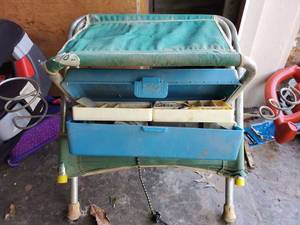 lot 6217 image: Fishing Chair with Tackle Box Gimmied to Bottom
