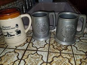 lot 7610 image: Lot of Mugs. 2 Silver and 1 Kansas