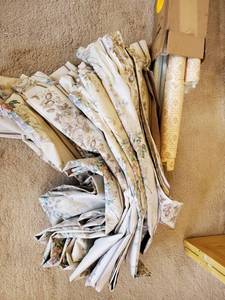 lot 7636 image: Floral Curtains and Wallpaper Rolls