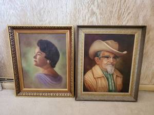 lot 7643 image: Lot of 2 Printed Portraits- Man & Woman