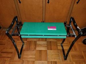 lot 7714 image: Gree. Foam . Metal Framed Stool. Collapsible