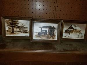 lot 7718 image: Lot of 7 Country Side Painting. On Canvas.
