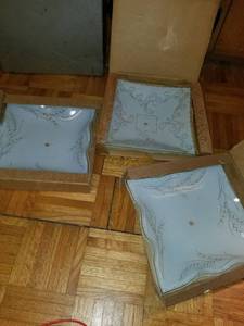 lot 7737 image: Lot of 3 Light Shade Covers. in Boxes with Hookups
