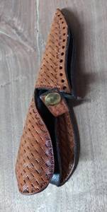 lot 7770 image: Unfinished Basket Weave Patter Leather Knife Sheath