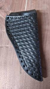 lot 7772 image: Unfinished Leather Knife Sheath Black Basket Weave Design