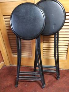 lot 7795 image: Lot of 2 Fold Up Stools Black