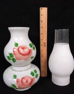 lot 87 image: 2 Glass Lamp  Hurricane Lamp Replacement Globes