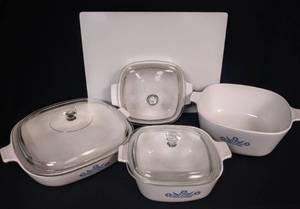 lot 106 image: Vintage Corning Ware Lot  w Bonus Cutting Board