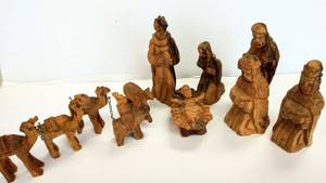 lot 163 image: Wood Carved Nativity Set