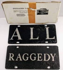 lot 168 image: 2 Initialed Car Plate ALL & RAGGEDY
