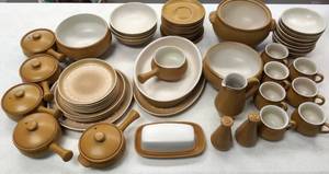 lot 109 image: Vintage Denby England Langley Ode Stoneware Dinnerware  Over 50 Pieces