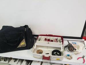 lot 1473 image: Plano tackle system bag and a Plano tackle box with tackle andreel
